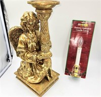 Large Gold Angel and Candle Lamp