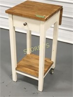 Pine Top Kitchen Side Table On Wheels 17x24