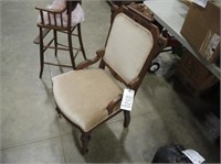 Ornate Wood Padded Chair