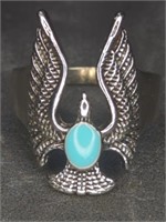 Turquoise style Thunderbird ring size 11