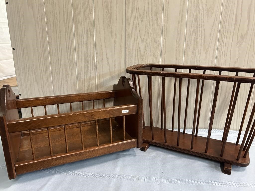 Wooden Magazine Rack and Baby Doll Crib