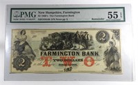1860'S $2 NEW HAMPSHIRE,FARMINGTON PMG 55
