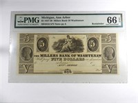 1837-39 $5 MICHIGAN, ANN ARBOR PMG 66