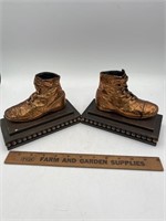 Bronze baby shoes, book ends