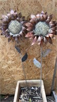 Metal Sunflowers Yard Art Stakes Garden Decor