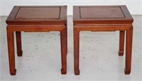 Pair of Chinese hardwood lamp tables
