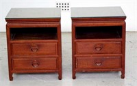 Pair of Chinese hardwood bedside chests