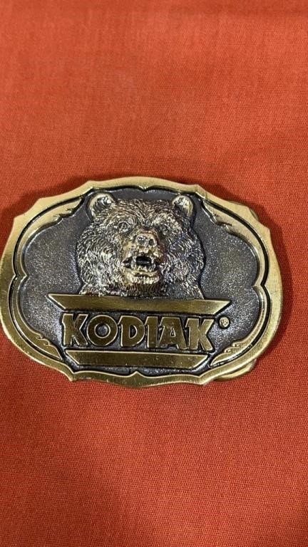 Kodiak grizzly bear brass belt buckle