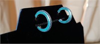 Sterling Silver and Turquoise Hoop Earrings