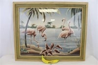 1940s Signed Turner "Flamingos" Color Lithograph