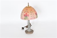 Vintage Handel Lamp w/ Fenton Painted Shade