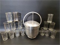 Hammered Aluminum Ice Bucket & Juice Glasses