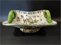 Footed Porcelain Bowl W/ Handles