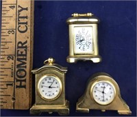 3 Vintage Miniature Quartz Clocks