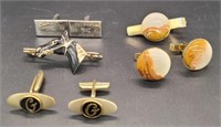 (D) Horse Tie Bar, Agate Tie Bar and Cuff Links
