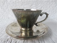 A Jugendstil Style 800/900 Silver Cup & Saucer