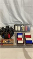 Vintage poker chips, playing cards