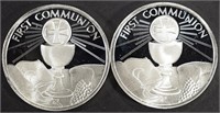 (2) 1 OZ .999 SILVER 2024 FIRST COMMUNION ROUNDS