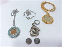(3) Jewelry Pieces with Coins