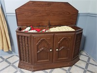 Vintage Wooden Chest with Contents