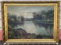 Antique Landscape Painting on Artist's Board
