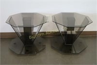 Smoked Glass End Tables-2 piece lot