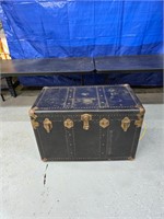 Antique Black & Gold Travel Trunk / Chest 25 in