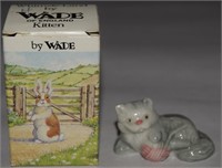 Vtg Wade Whimsie Land Porcelain Kitten Figure &Box