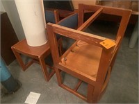4 cherry wood chairs with blue cloth back
