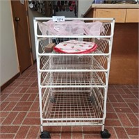 Wire Kitchen Cart w/ Roll Out trays/basket,