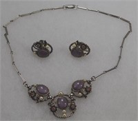 COSTUME JEWELRY NECKLACE EARRINGS SET VINTAGE