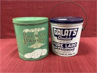 2 Advertising Tins:  Galat’s Corndale Pure Lard