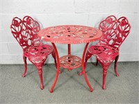Painted Metal Patio Table And Two Chairs