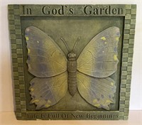 In God’s Garden 12” Hanging Tile Plaster as found