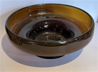 Handblown Glass Pedestal Bowl w Pontil Mark