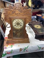 Antique wooden mantel clock:  approximately 22