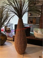 Wicker Vase with Faux Plants (living room)
