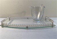 UNIQUE GLASS TRAY AND ICE BUCKET