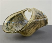 Folded Art Glass Basket Bowl