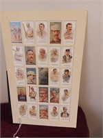 Sheet of reproduction, tobacco baseball cards.