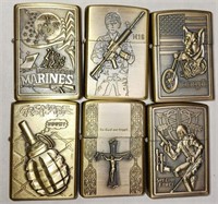 112 - LOT OF 6 ZIPPO LIGHTERS (C49)