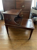 2 TIER LEATHER TOPPED END TABLE