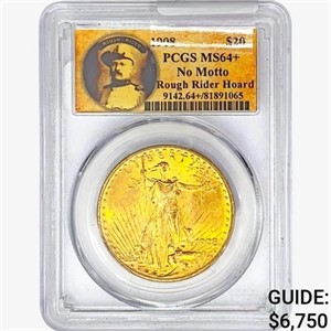 1908 $20 Gold Double Eagle PCGS MS64+ No Motto