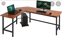 Brown L shaped desk