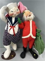 2 Large Annalee Holiday Dolls Christmas Santa