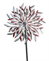 Red & Gray Pinwheel Wind Sculpture