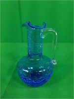Small Blue Crackle Glass Vase