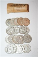 $ 10.00 Face Silver Franklin Half Dollars