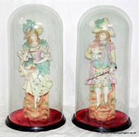 A Pair of Large Antique Bisque Porcelain Figurines