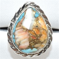 $250 Silver Oster Turquoise(12.6ct) Ring